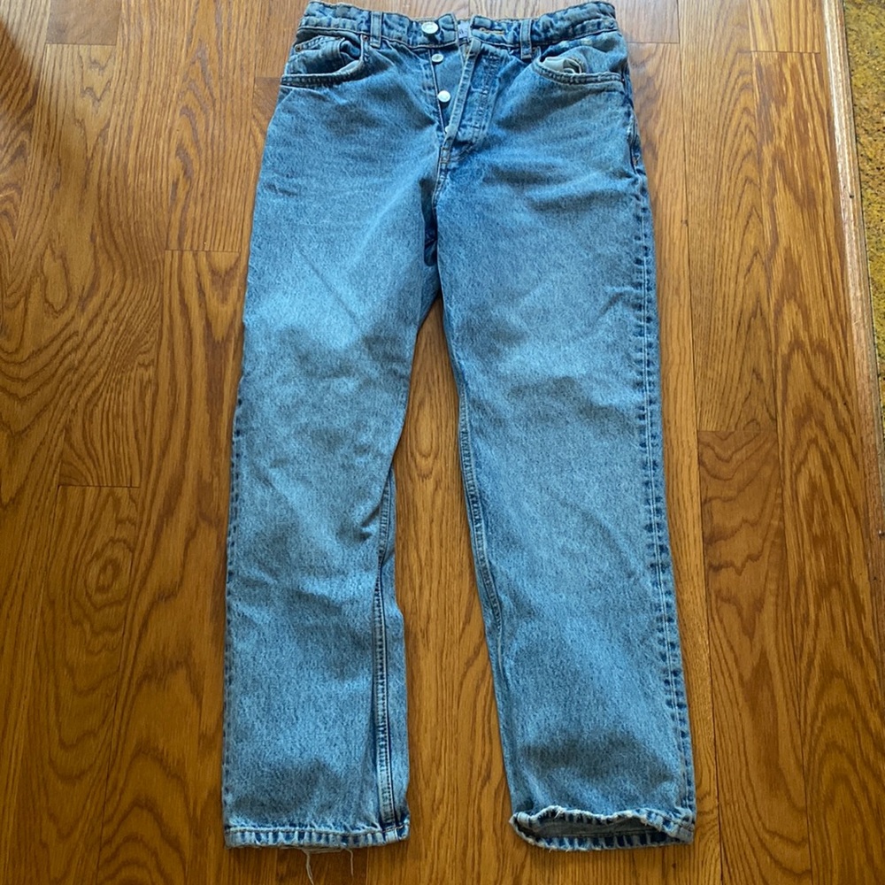 Zara straight leg high rise jean